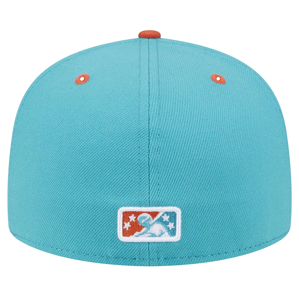Men's New Era Turquoise Tulsa Drillers Theme Night Raft 59FIFTY Fitted Hat
