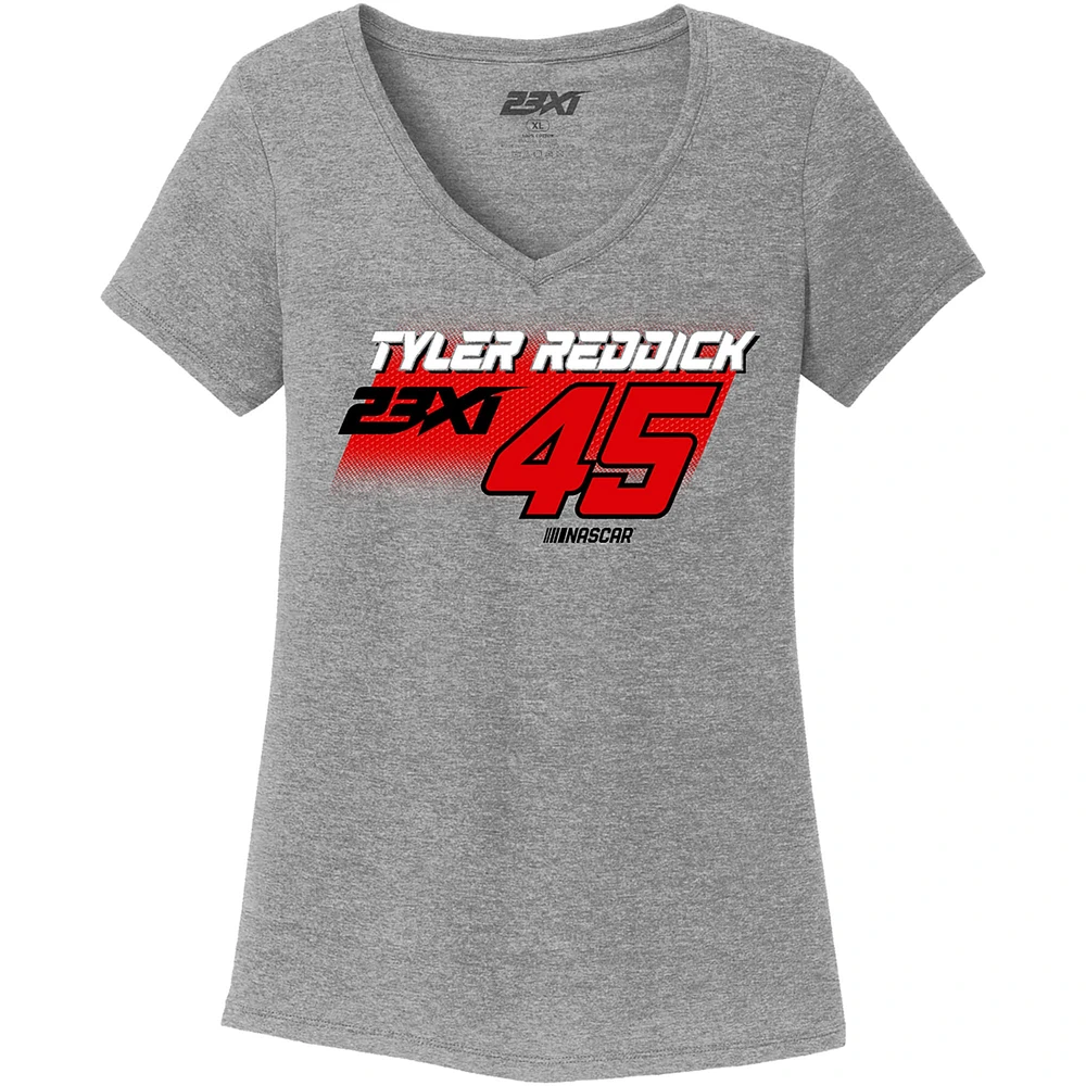Women's 23XI Racing  Gray Tyler Reddick Tri-Blend V-Neck T-Shirt
