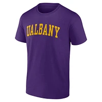 Ensemble t-shirt et casquette ajustable Fanatics violet/beige UAlbany Great Danes pour homme