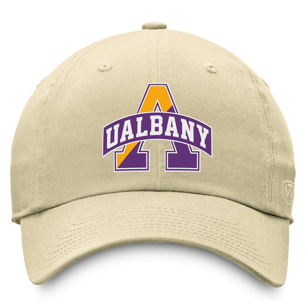 Ensemble t-shirt et casquette ajustable Fanatics violet/beige UAlbany Great Danes pour homme