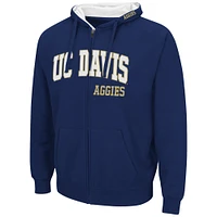 Men's Colosseum Navy UC Davis Aggies Arch & Logo 3.0 Full-Zip Hoodie
