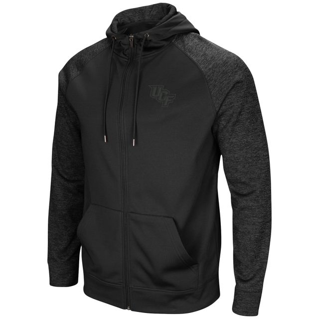 Chandail à capuchon noir Colosseum Knights Blackout 3.0 pour hommes Raglan entièrement zippé