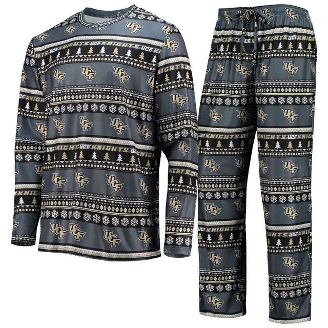 Concepts Sport Charcoal UCF Knights Ugly Sweater T-shirt et pantalon à manches longues pour homme