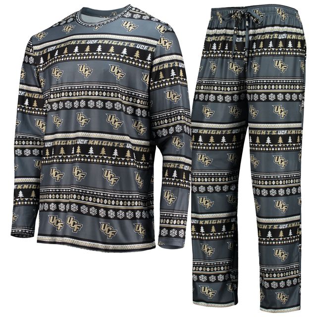 Concepts Sport Charcoal UCF Knights Ugly Sweater T-shirt et pantalon à manches longues pour homme
