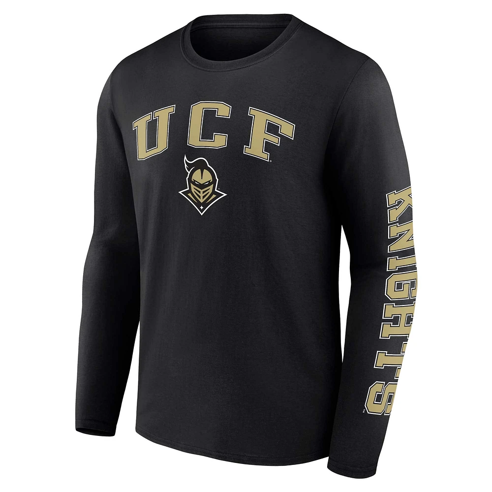 Men's Fanatics Black UCF Knights Distressed Arch Over Logo Long Sleeve T-Shirt