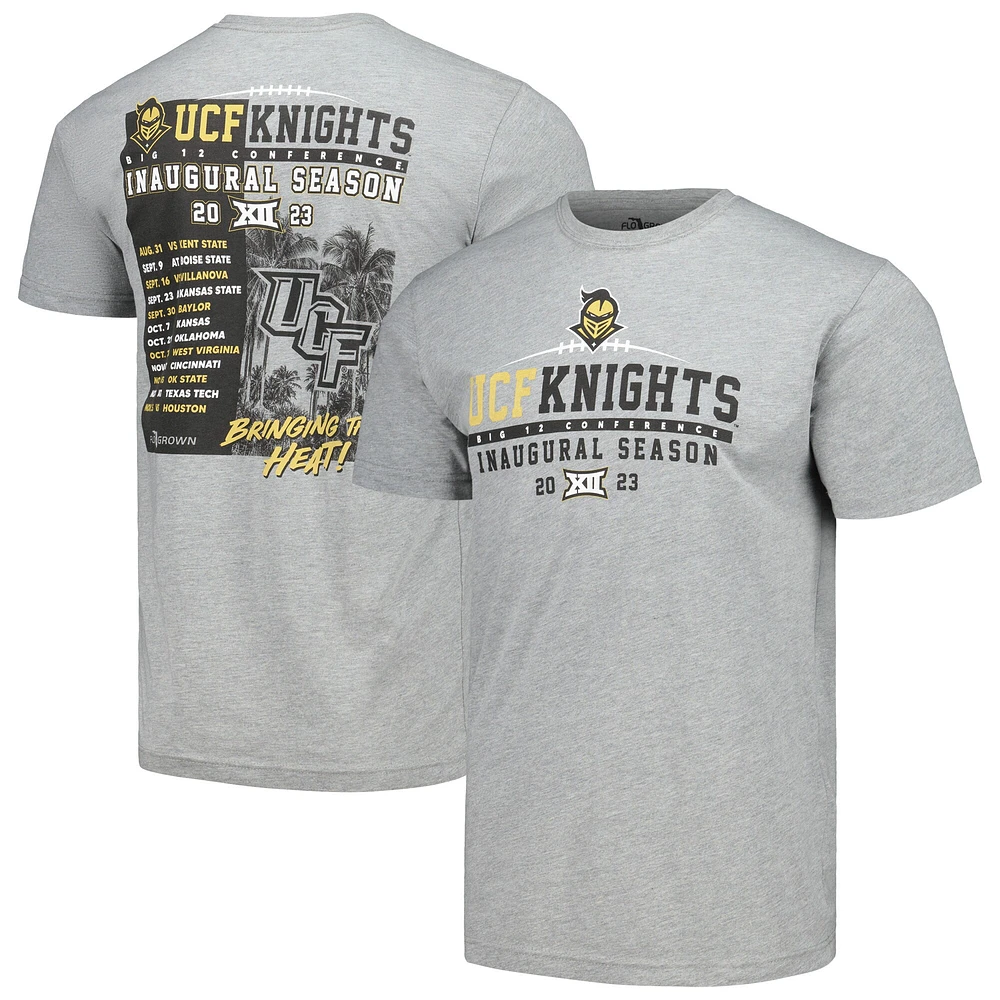 T-shirt inaugural du calendrier Big 12 des UCF Knights gris chiné pour hommes