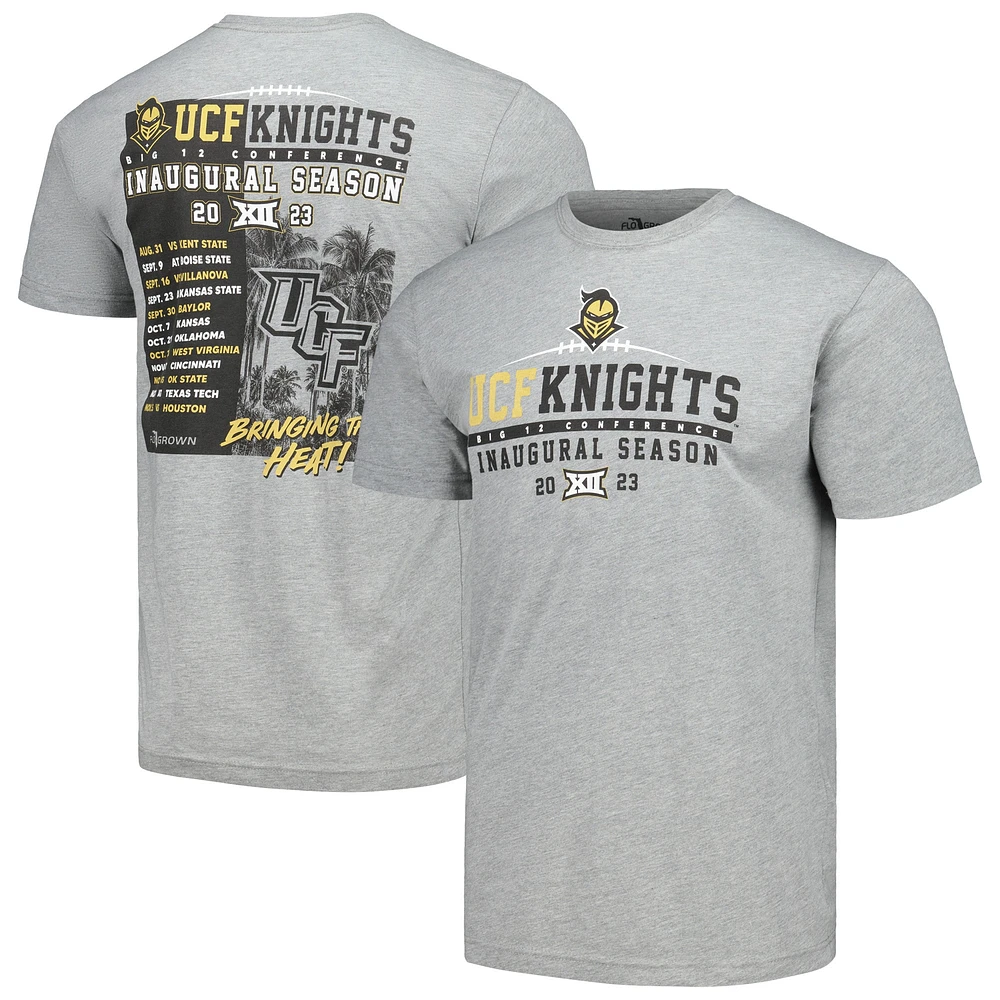T-shirt inaugural du calendrier Big 12 des UCF Knights gris chiné pour hommes