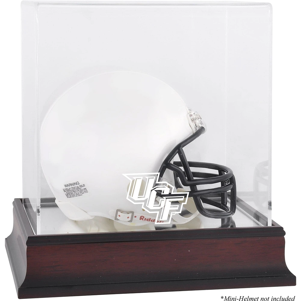 Vitrine de mini casque avec logo en acajou des UCF Knights et dos miroir