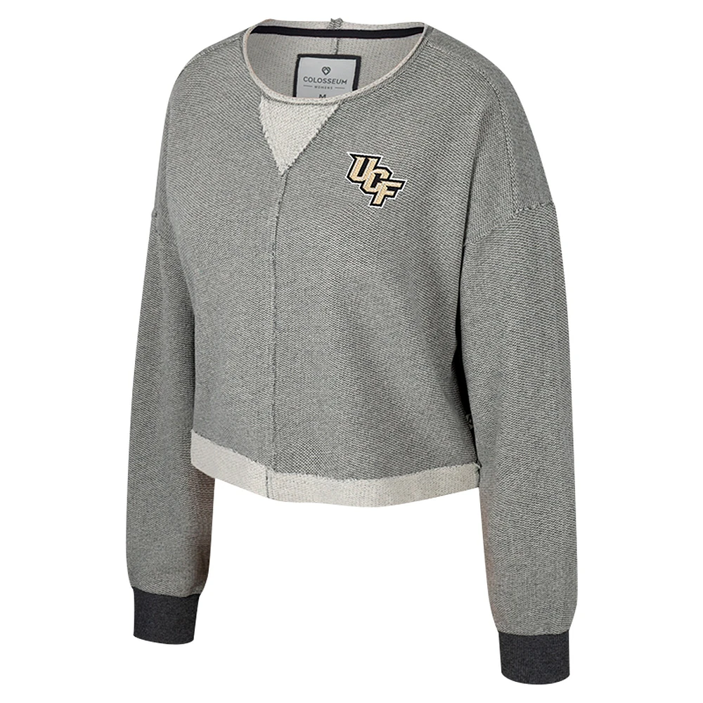 Sweat-shirt court à encolure dégagée Colosseum Anthracite UCF Knights Magnum pour femme