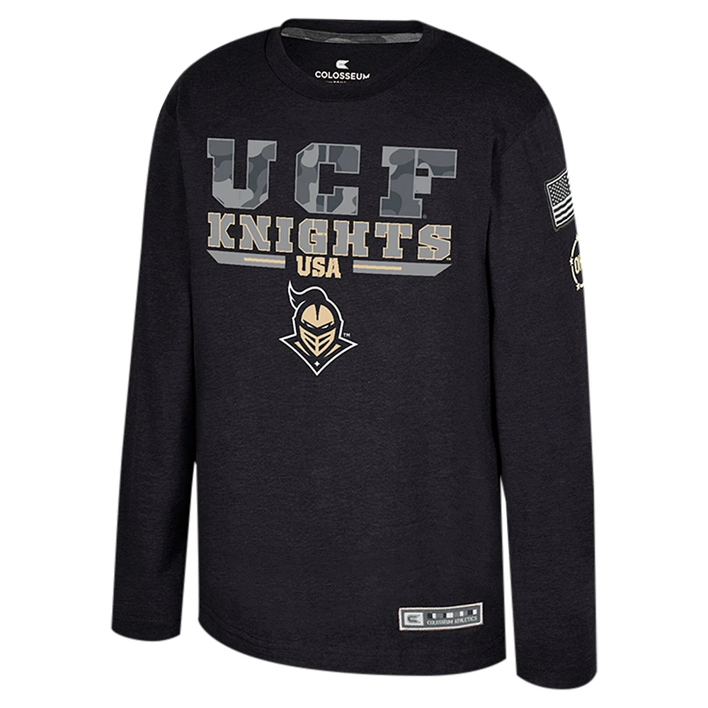Youth Colosseum Heather Black UCF Knights OHT Military Appreciation Oorah Long Sleeve T-Shirt
