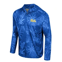 Men's Colosseum Blue UCLA Bruins Palms Printed Lightweight Quarter-Zip Hooded Top