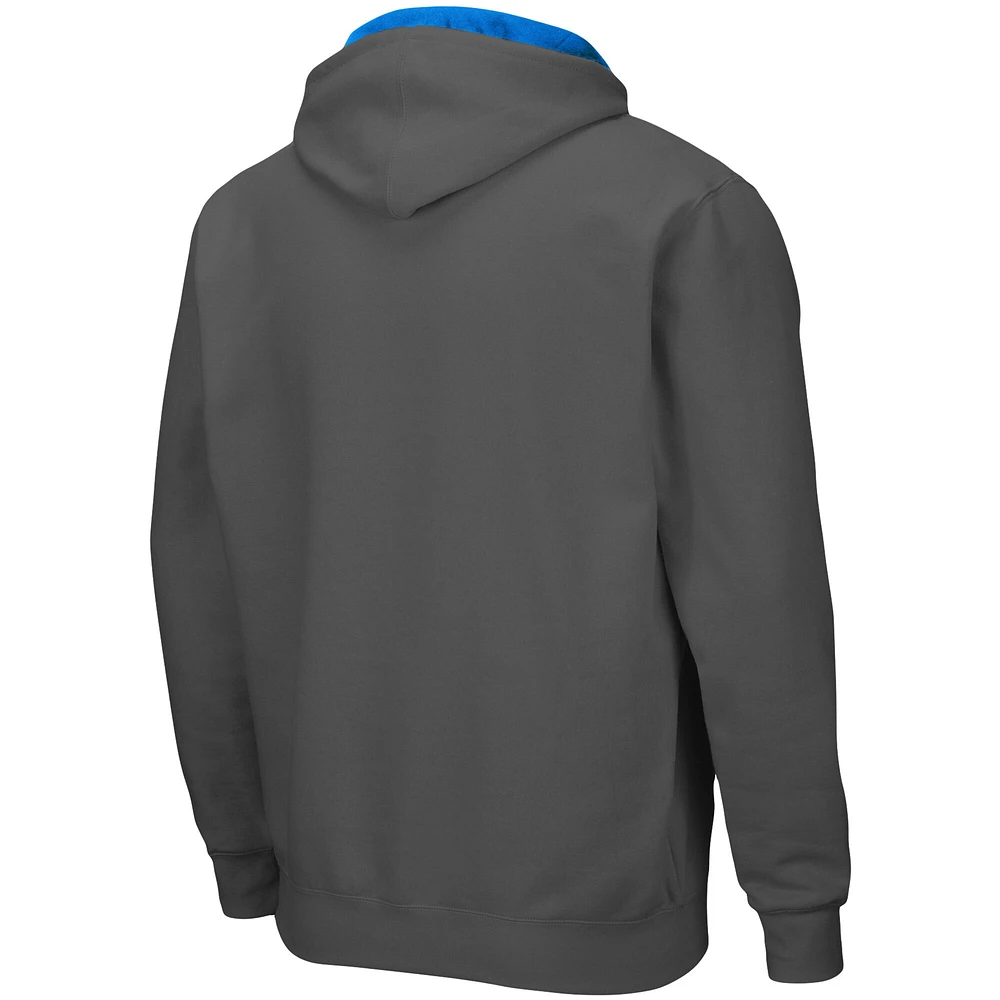 Men's Colosseum Charcoal UCLA Bruins Arch & Logo 3.0 Full-Zip Hoodie