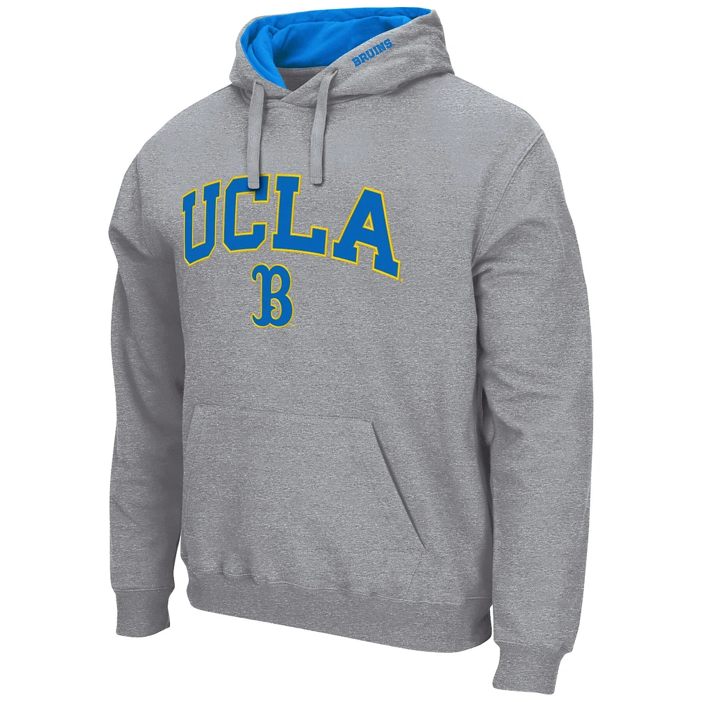 Men's Colosseum Heather Gray UCLA Bruins Arch & Logo 3.0 Pullover Hoodie