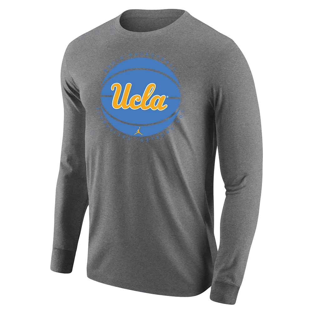 T-shirt à manches longues de basket-ball Jordan Brand gris UCLA Bruins pour hommes
