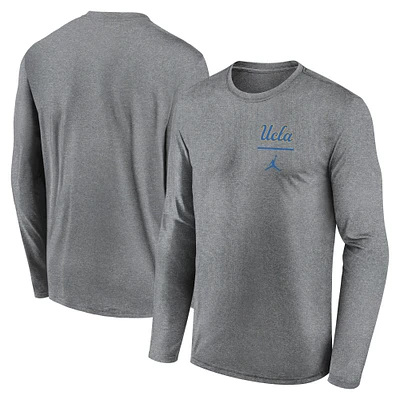 T-shirt à manches longues Jordan Brand Heather Grey UCLA Bruins Primary Stack Legend pour homme