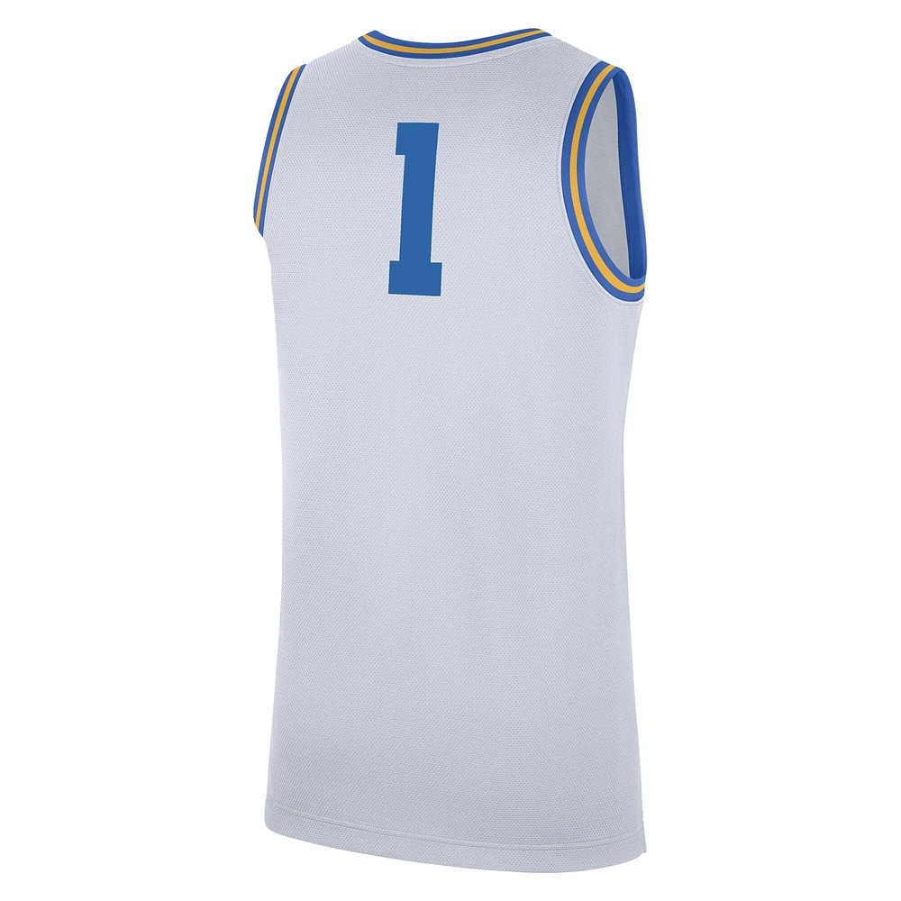 Men's Jordan Brand #1 White UCLA Bruins Replica Jersey
