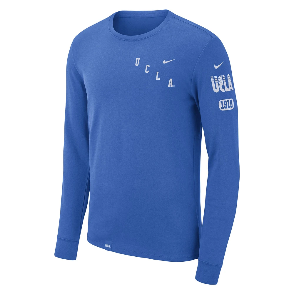Men's Nike Blue UCLA Bruins Repeat Logo 2-Hit Long Sleeve T-Shirt