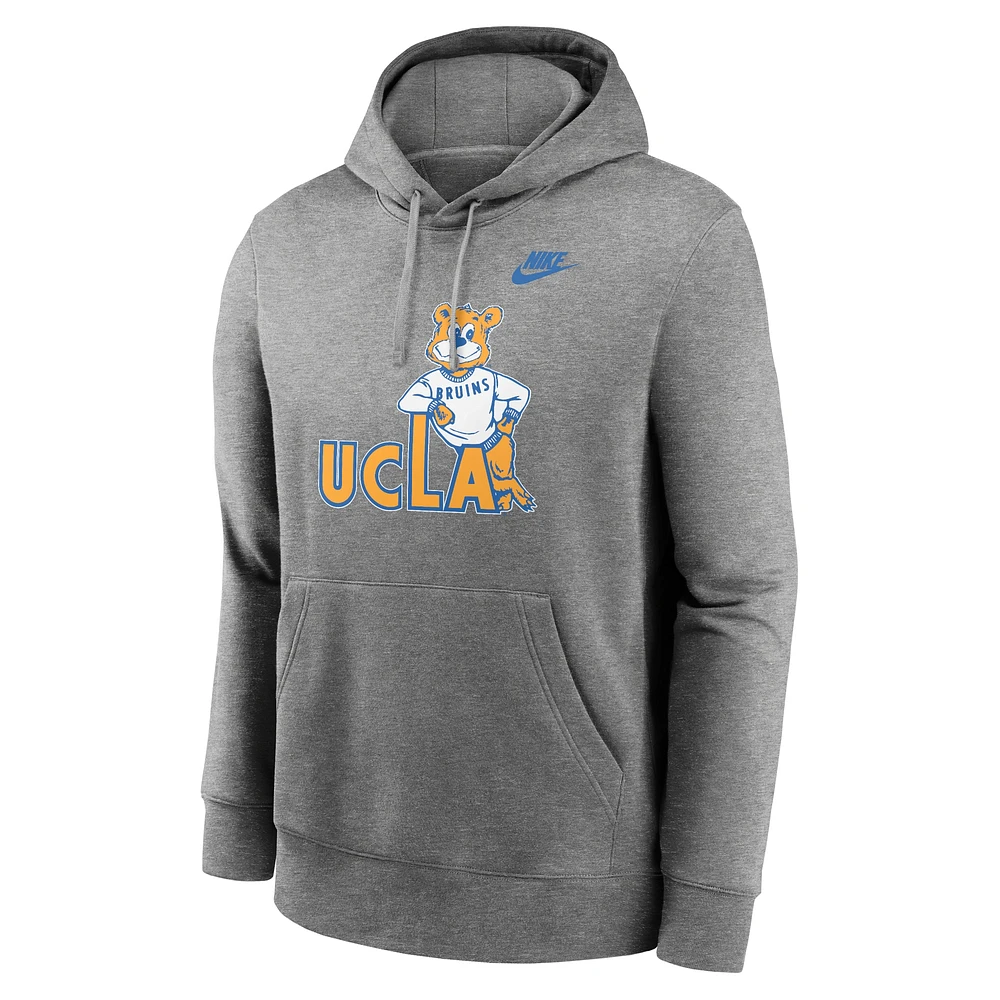 Men's Nike Heather Gray UCLA Bruins Legacy Logo Club Fleece Pullover Hoodie
