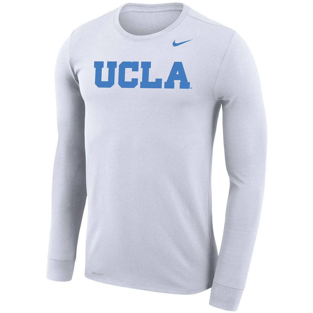 Men's Nike White UCLA Bruins Legend Wordmark Performance Long Sleeve T-Shirt