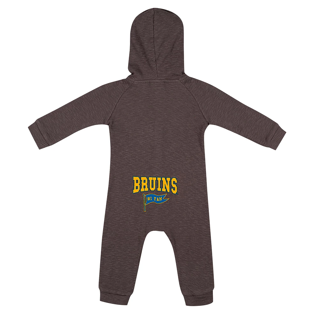 Newborn & Infant Colosseum Charcoal UCLA Bruins Zando-Zan Waffle Full-Snap Hooded Romper
