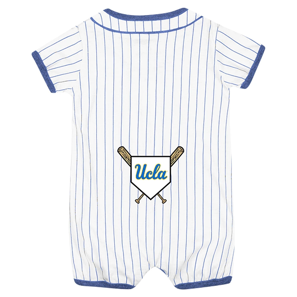 Newborn & Infant Colosseum White UCLA Bruins Pinstripe Dusty Romper