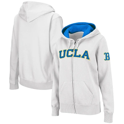 Sweat à capuche entièrement zippé Colosseum White UCLA Bruins Arched Name pour femmes