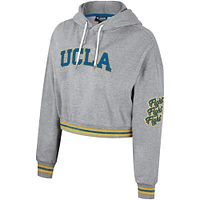 Women's The Wild Collective Heather Gray UCLA Bruins Cropped Shimmer Pullover Hoodie