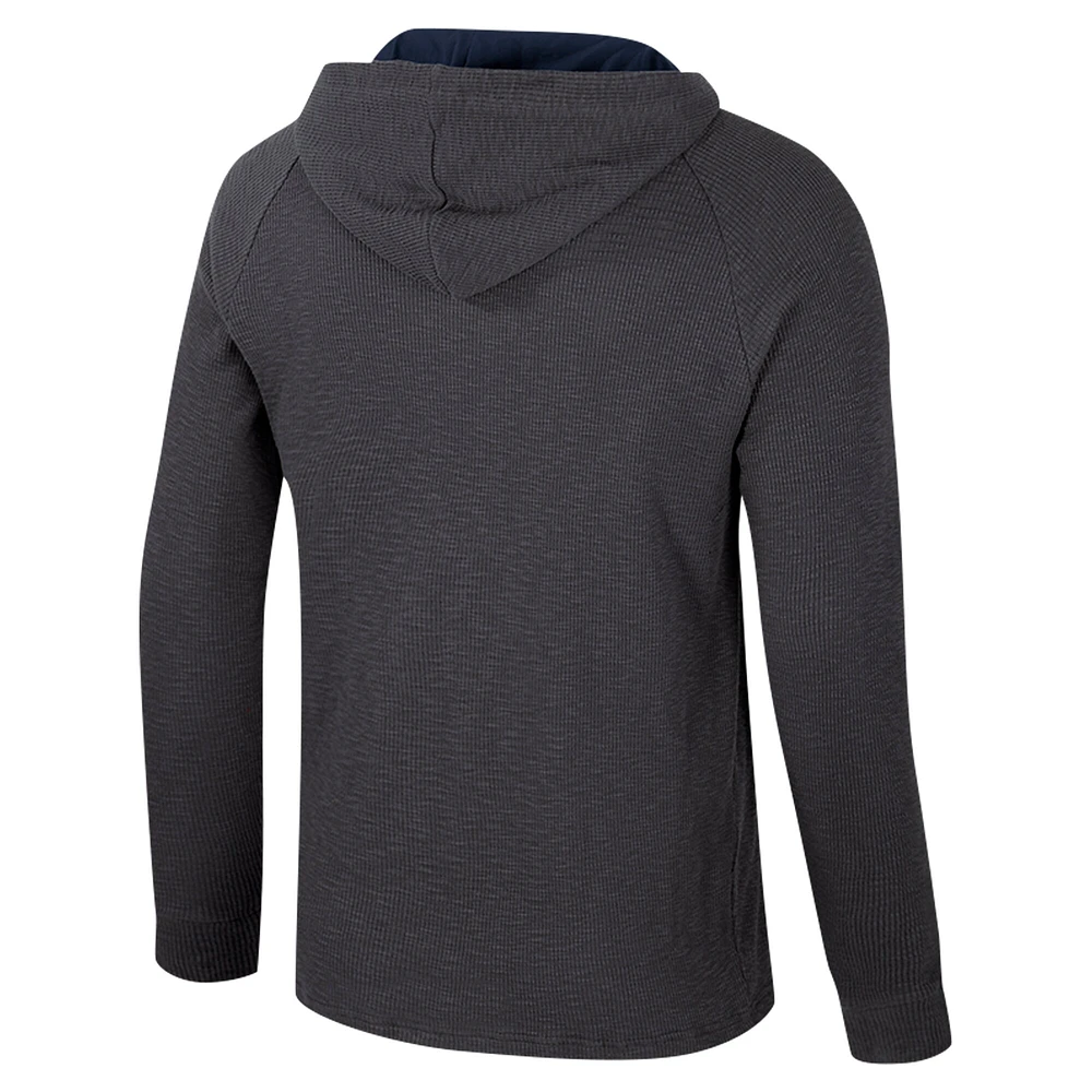 T-shirt à capuche manches longues Henley Dujour Ralgan pour homme Colosseum Charcoal UConn Huskies