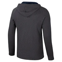 T-shirt à capuche manches longues Henley Dujour Ralgan pour homme Colosseum Charcoal UConn Huskies
