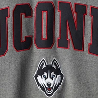 Men's Colosseum Heather Gray UConn Huskies Arch & Logo Crew Neck Sweatshirt