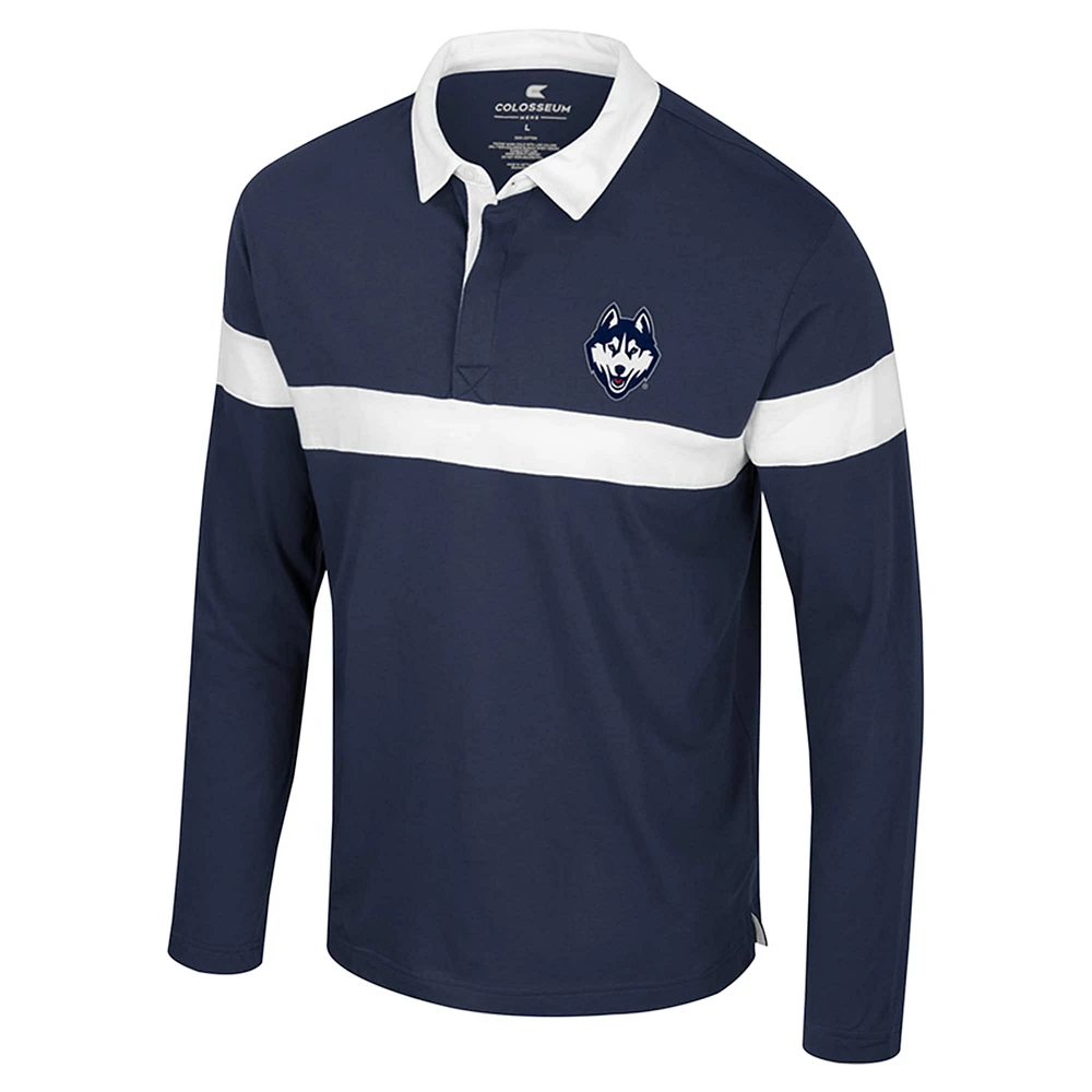 Men's Colosseum  Navy UConn Huskies Too Cool For School Long Sleeve Polo