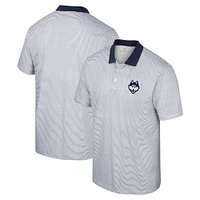 Men's Colosseum White UConn Huskies Print Stripe Polo