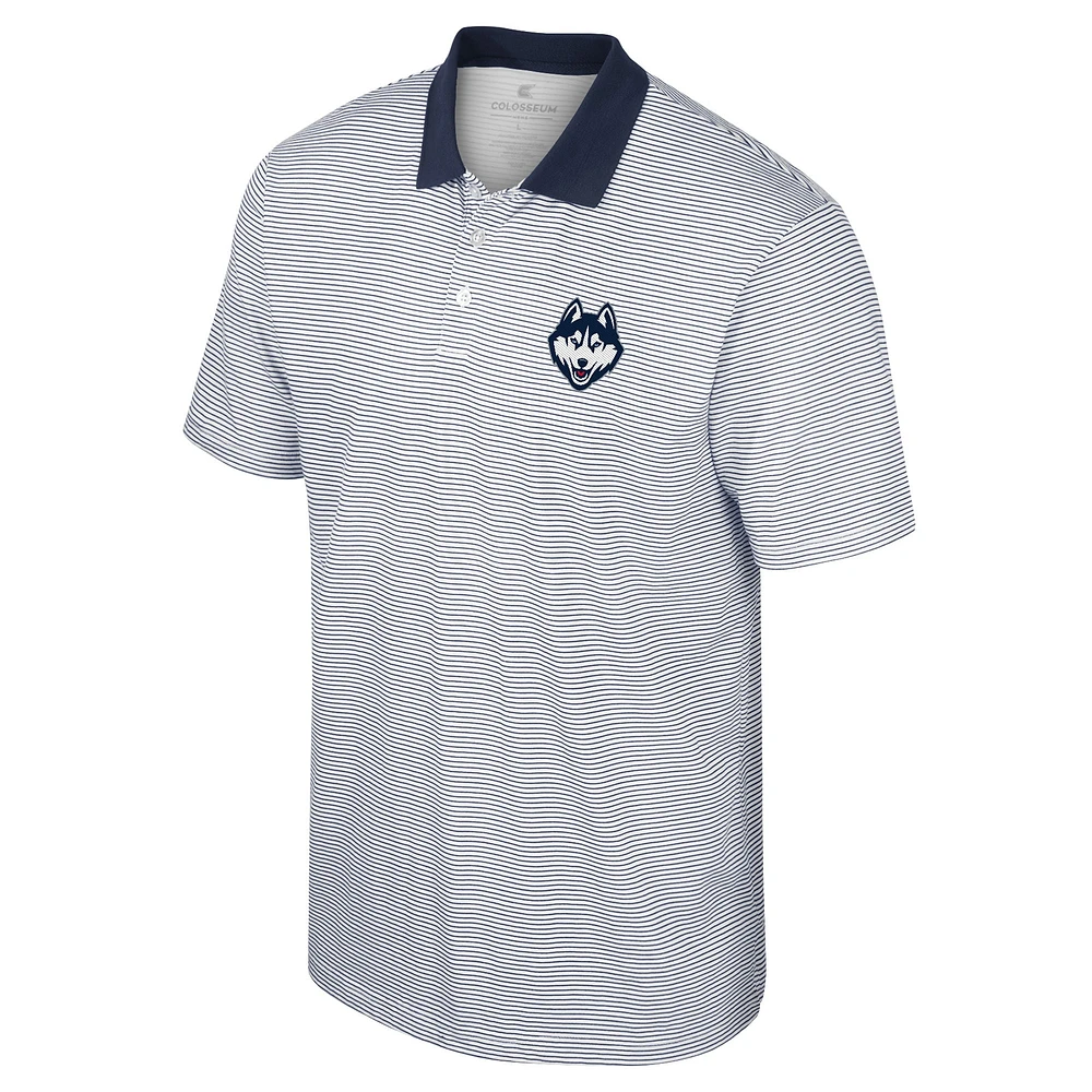 Men's Colosseum White UConn Huskies Print Stripe Polo