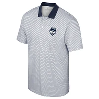 Men's Colosseum White UConn Huskies Print Stripe Polo