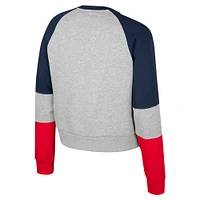 Women's Colosseum Heather Gray UConn Huskies Katinka Rhinestone Scoop Neck Pullover Sweatshirt