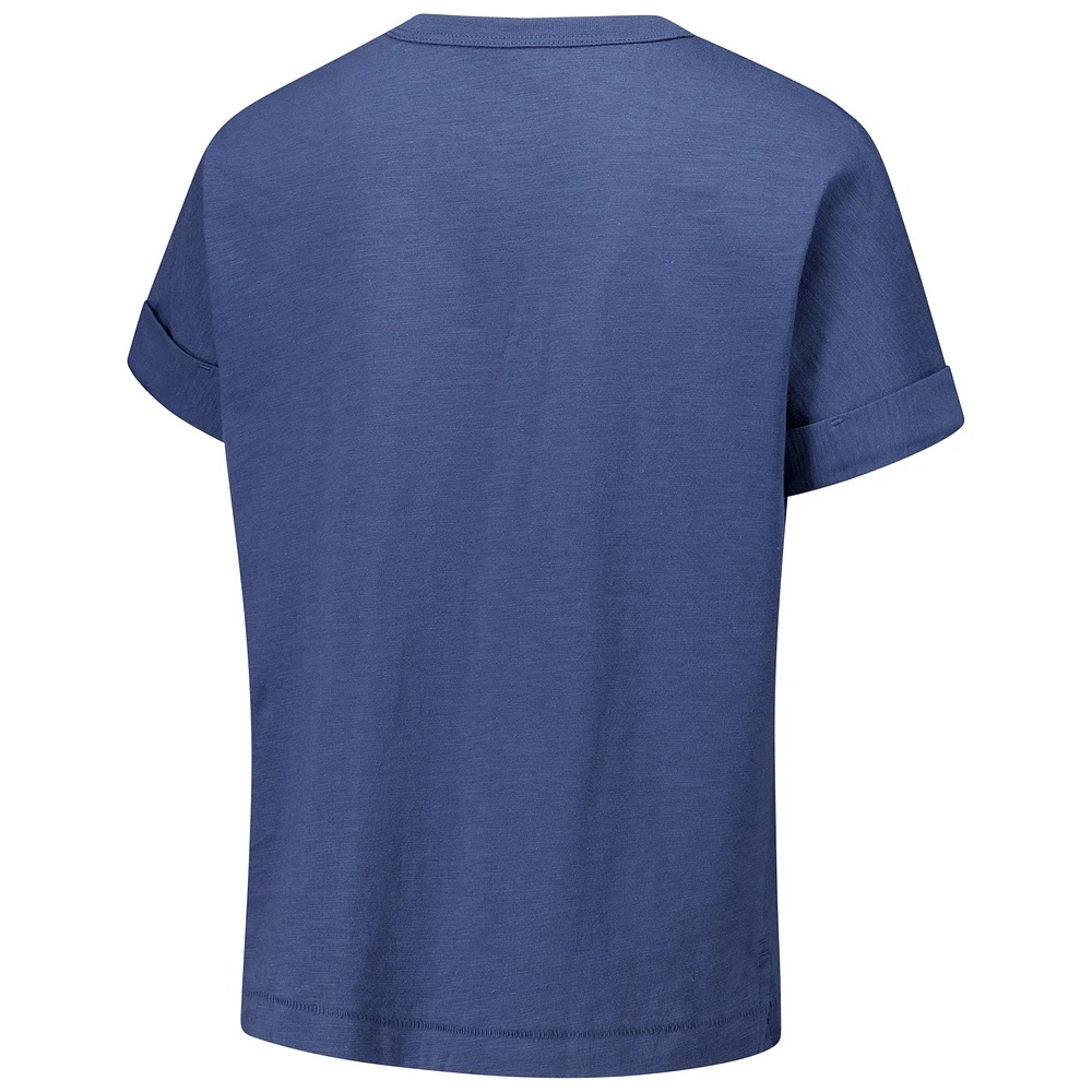T-shirt à revers roulé bleu marine des Huskies de l'UConn pour femmes