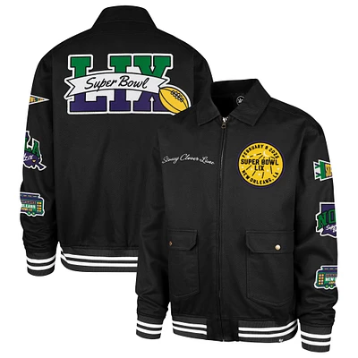Veste unisexe entièrement zippée Stoney Clover Lane x '47 noire Super Bowl LIX Showstopper Homestead