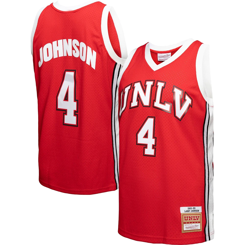 Maillot de joueur Swingman Mitchell & Ness Larry Johnson rouge UNLV Rebels 1989/90 pour homme