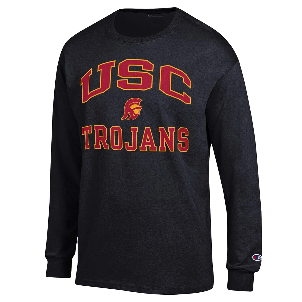 Men's Champion Black USC Trojans High Motor Long Sleeve T-Shirt