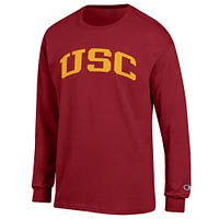Men's Champion  Cardinal USC Trojans Basic Arch Long Sleeve T-Shirt