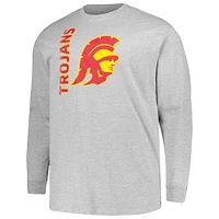 Men's Champion Heather Gray USC Trojans Big & Tall Mascot Long Sleeve T-Shirt