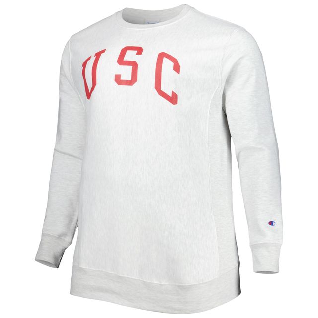 Chandail ras du cou en polaire à tissage inversé Big & Tall USC Trojans Champion gris chiné pour homme
