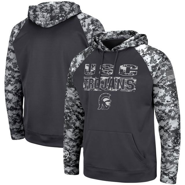 Hommes Colosseum Charcoal USC Trojans OHT Military Appreciation Digital Camo Pull à capuche