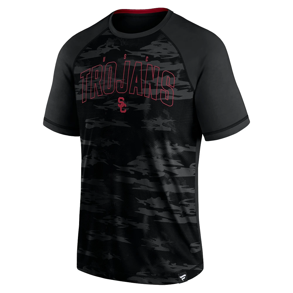 Men's Fanatics Black USC Trojans Arch Outline Raglan T-Shirt