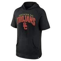 Men's Fanatics Black USC Trojans Double Arch Raglan Short Sleeve Hoodie T-Shirt