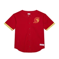 Men's Mitchell & Ness Cardinal USC Trojans Game Time Mesh Button Front Top