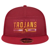 Men's New Era Cardinal USC Trojans Split Panel 9FIFTY Snapback Trucker Hat