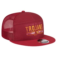 Men's New Era Cardinal USC Trojans Split Panel 9FIFTY Snapback Trucker Hat