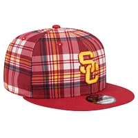 Men's New Era Crimson USC Trojans Plaid 9FIFTY Snapback Hat