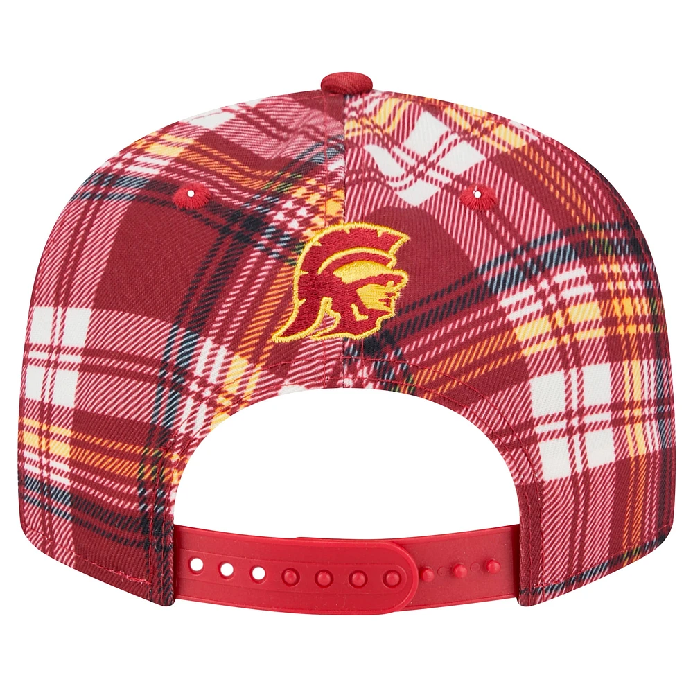 Men's New Era Crimson USC Trojans Plaid 9FIFTY Snapback Hat
